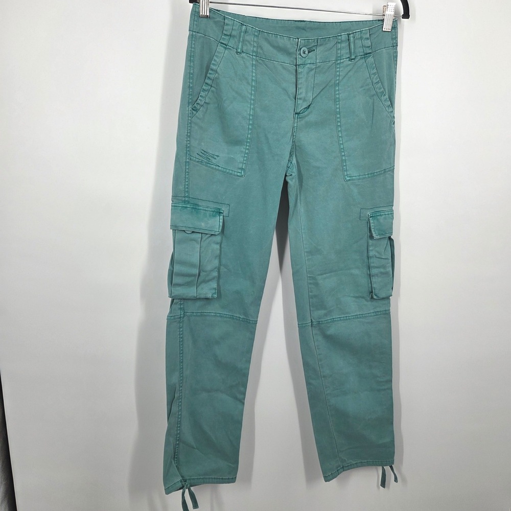 Sundance Catalog Cargo Ankle Pants Turquoise Stretch Twill SZ 4